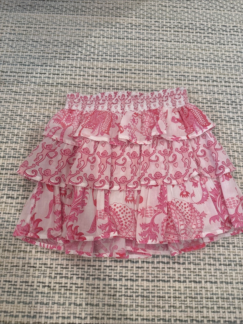 Roller Rabbit Pink Tiered Ruffle Mini Skirt